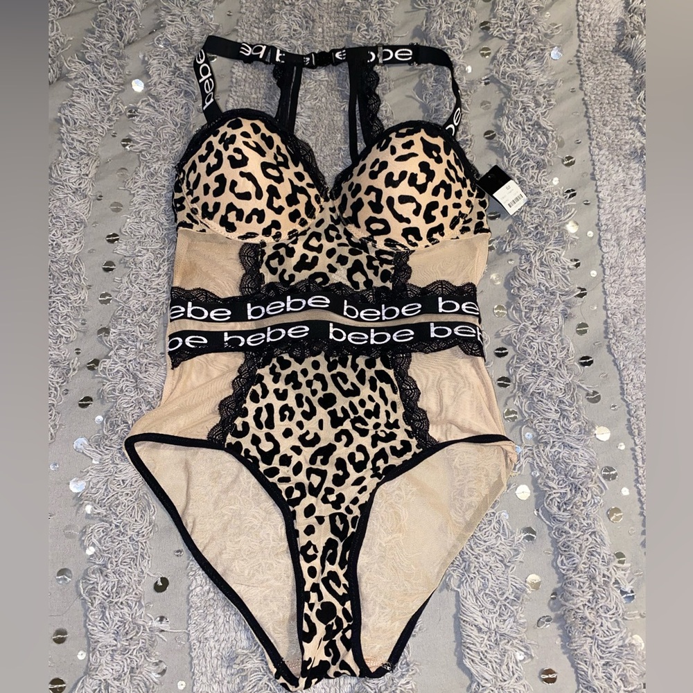 NWT gorgeous leopard print bodysuit, lingerie by BeBe